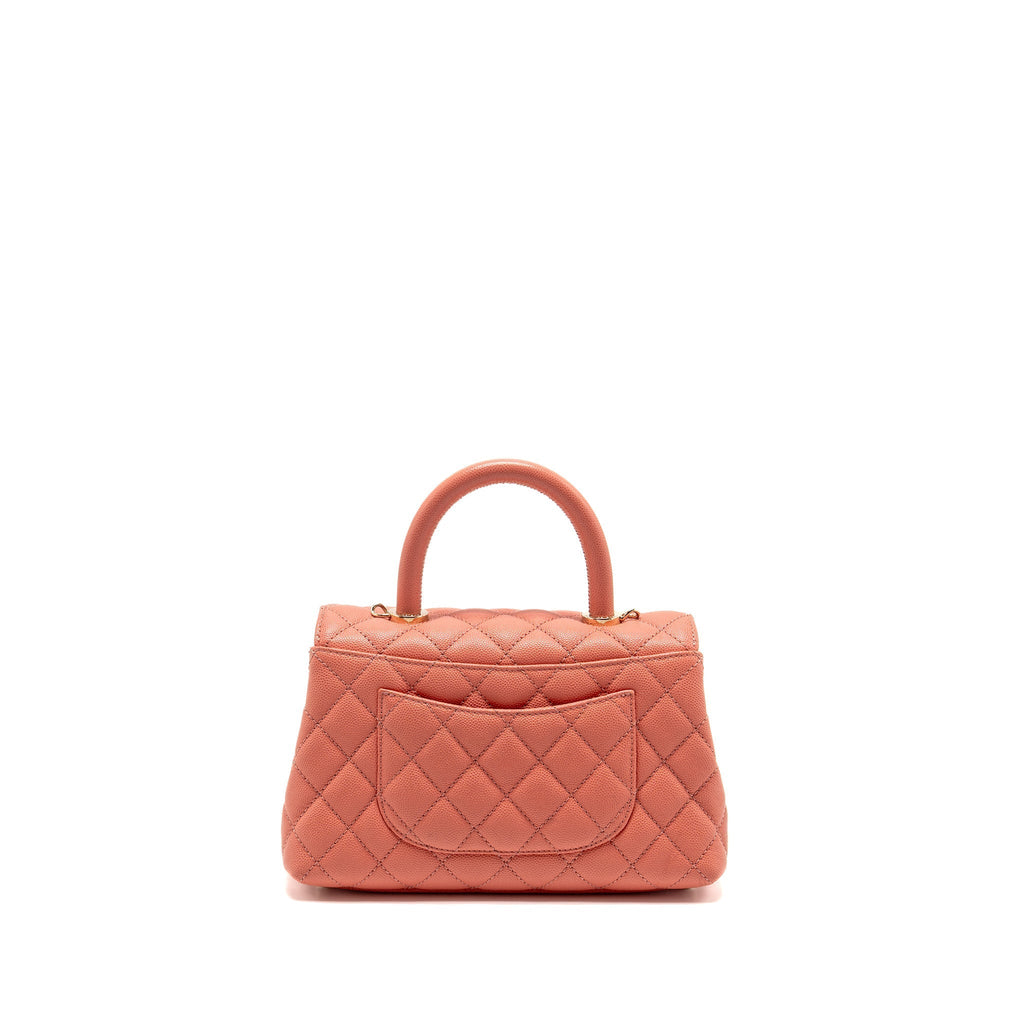 CHANEL SMALL COCO HANDLE CAVIAR PINK LGHW (MICROCHIP)