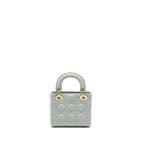 DIOR MINI LADY DIOR LAMBSKIN LIGHT BLUE LGHW