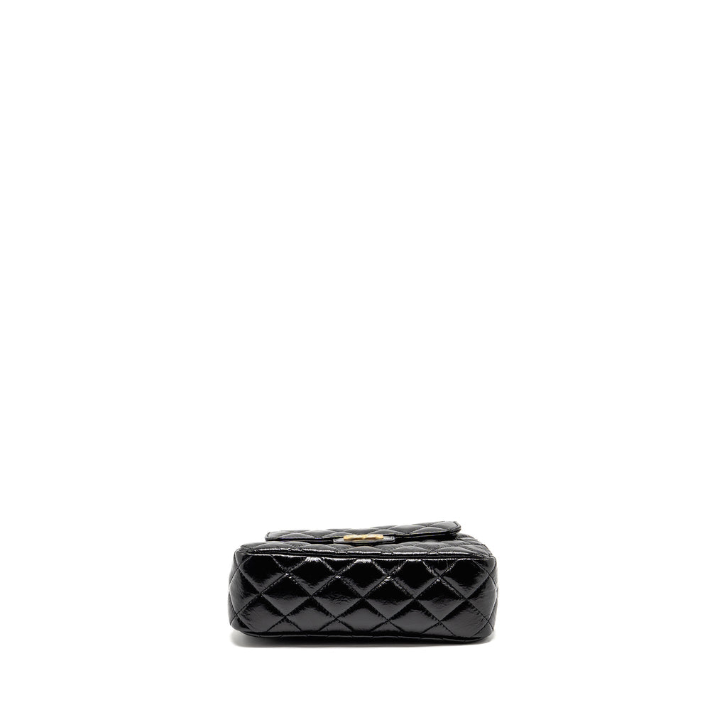 CHANEL 23C SMALL HOBO BAG SHINY CALFSKIN BLACK BRUSHED GHW (MICROCHIP)