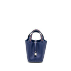 HERMES PICOTIN 18 LOCK BAG EPSOM BLUE ENCRE/ BRIQUE / BLACK SHW