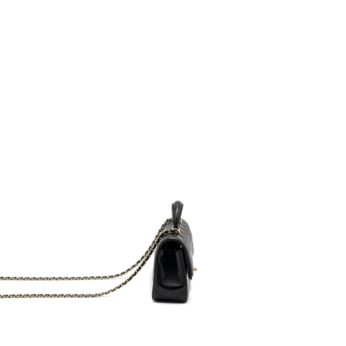 CHANEL TOP HANDLE MINI RECTANGULAR LAMBSKIN BLACK LGHW(MICROCHIP)