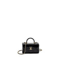 CHANEL 23K TOP HANDLE VANITY BAG SHINY CALFSKIN BLACK GHW (MICROCHIP)