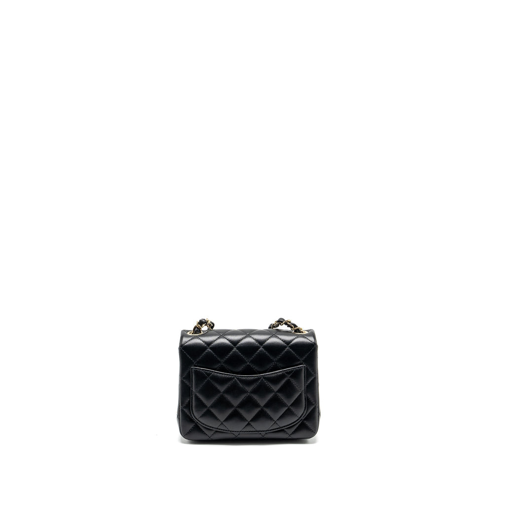 CHANEL MINI SQUARE FLAP BAG LAMBSKIN BLACK LGHW (MICROCHIP)