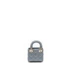 DIOR MICRO LADY DIOR LAMBSKIN GREY LGHW