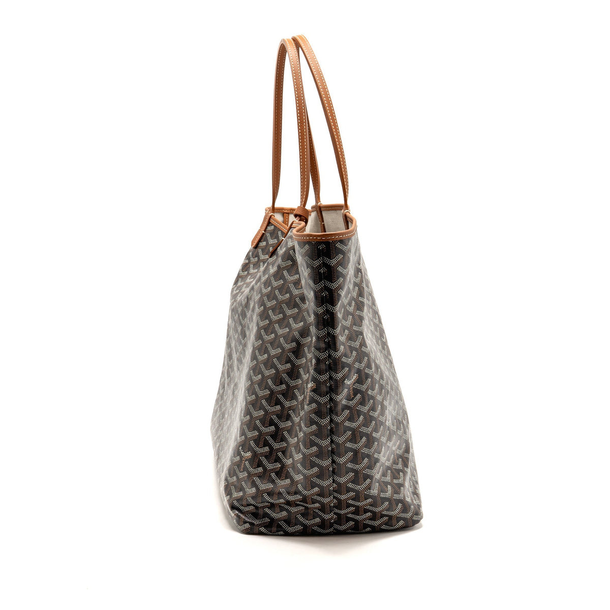 Goyard Saint Louis GM Tote Goyardine Canvas/Calfskin Black/Tan SHW
