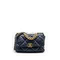 CHANEL LARGE 19 BAG 30CM LAMBSKIN NAVY MULTICOLOUR HARDWARE