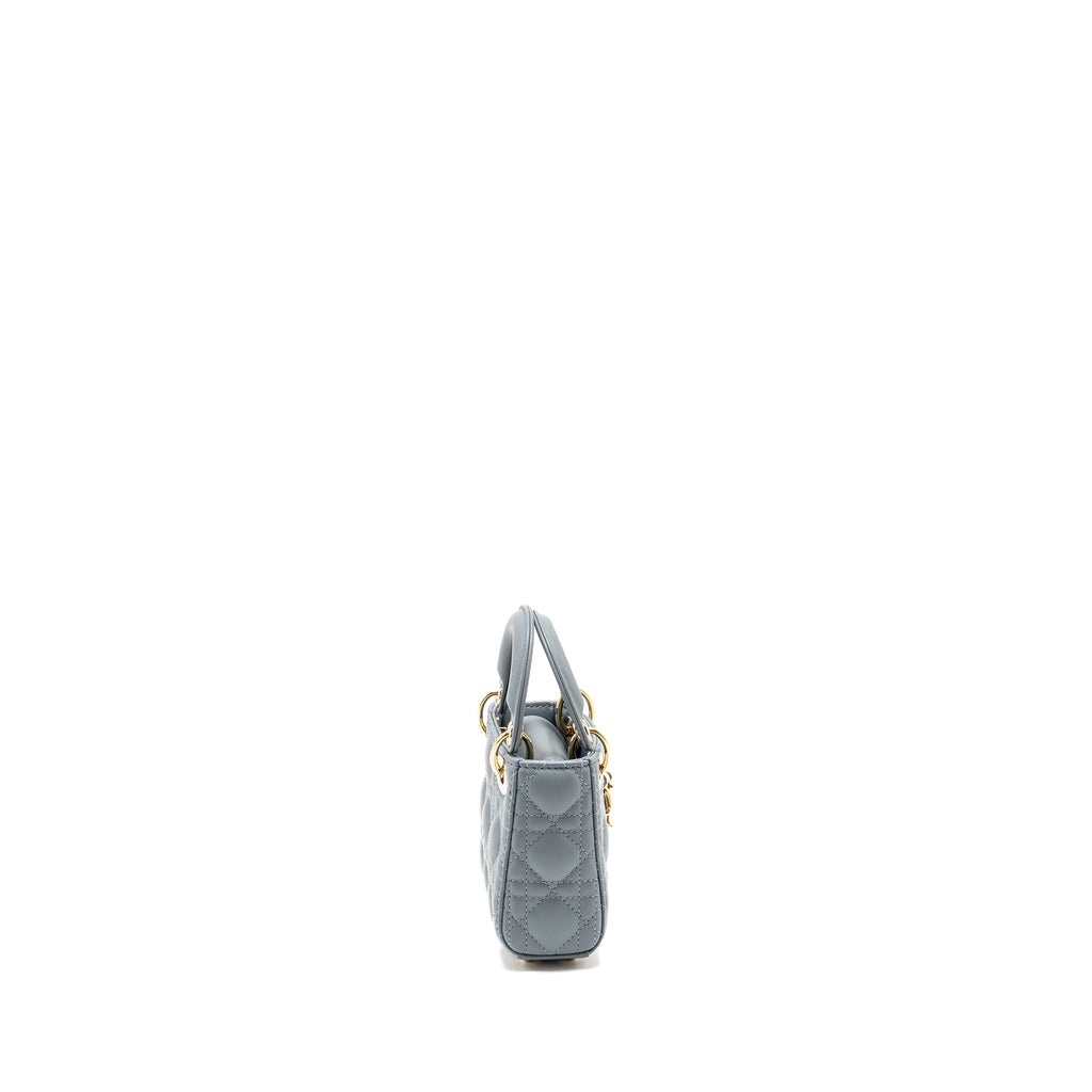 DIOR MICRO LADY DIOR LAMBSKIN GREY LGHW