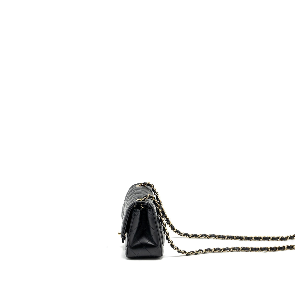 CHANEL MINI SQUARE FLAP BAG LAMBSKIN BLACK LGHW (MICROCHIP)