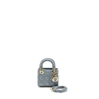 DIOR MICRO LADY DIOR LAMBSKIN GREY LGHW