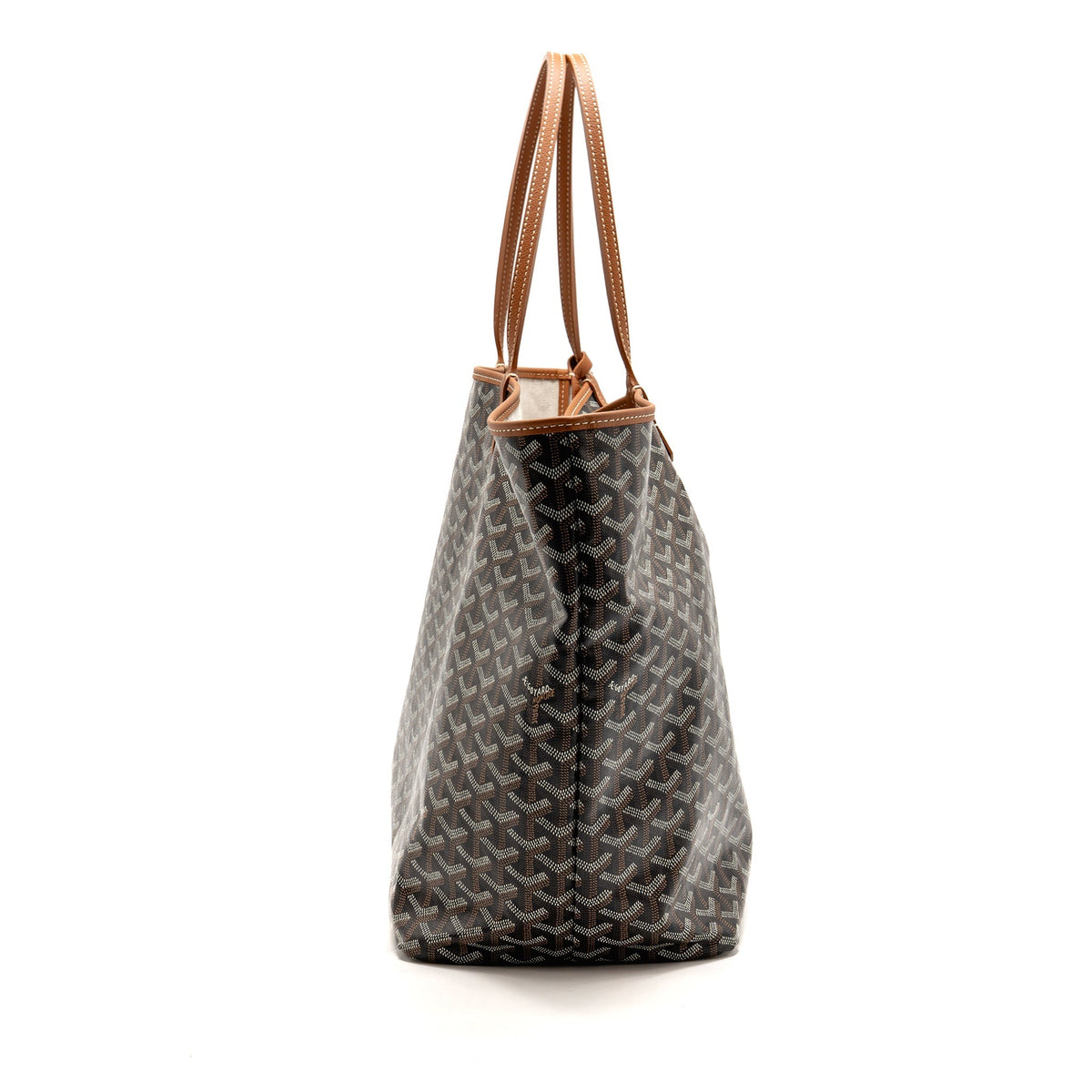 Goyard Saint Louis GM Tote Goyardine Canvas/Calfskin Black/Tan SHW