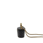 CHANEL AFTERNOON TEA TOP HANDLE VANITY CASE WITH CHAIN LAMBSKIN BLACK GHW (MICROCHIP)