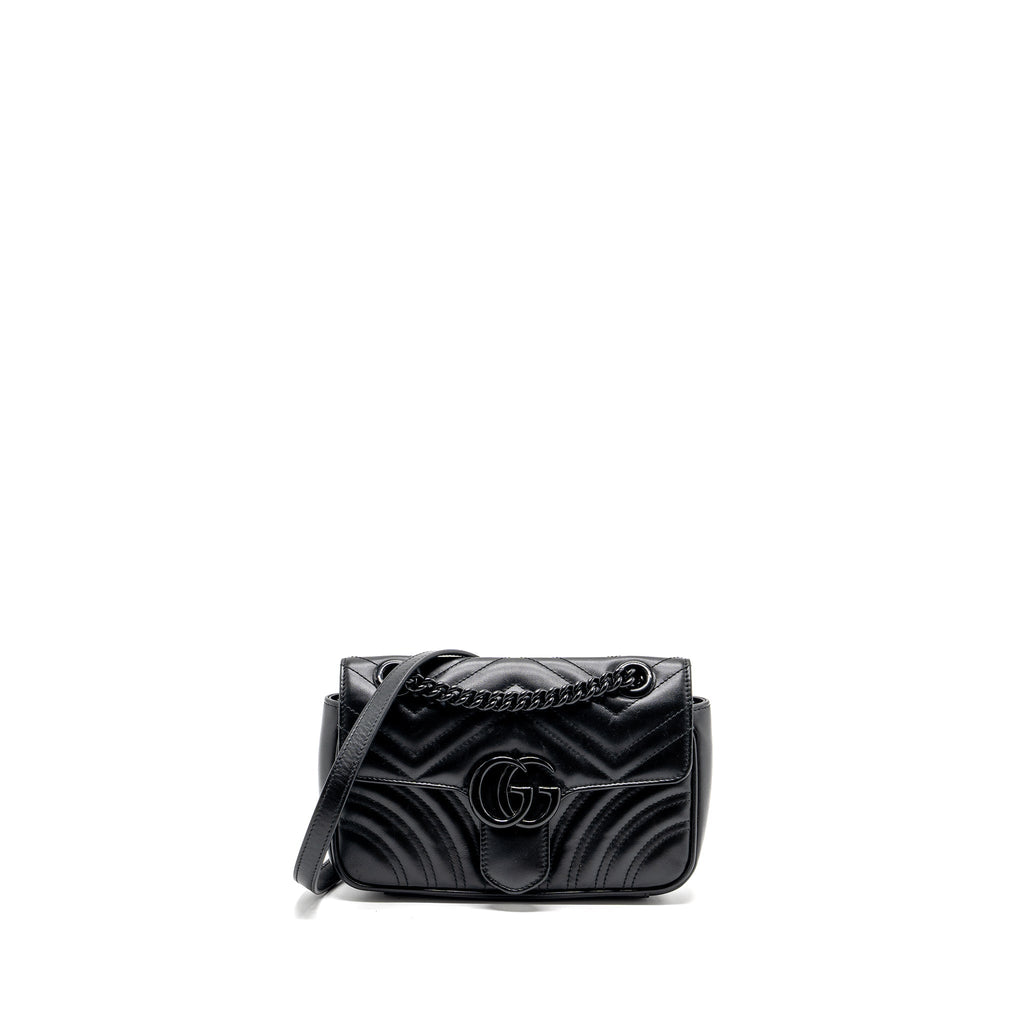 GUCCI MINI MARMONT CALFSKIN BLACK WITH BLACK HARDWARE