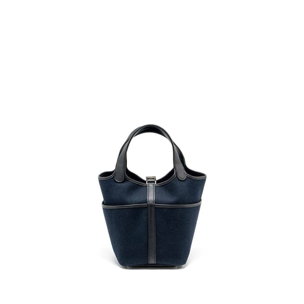 Hermes Picotin Cargo 18 Lock Bag Canvas/Swift Blue Marine/black SHW