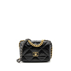 CHANEL SMALL 19BAG LAMBSKIN BLACK MULTICOLOUR HARDWARE