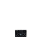 CHANEL QUILTED MEDIUM FLAP COMPACT WALLET CAVIAR BLACK GHW (MICROCHIP)