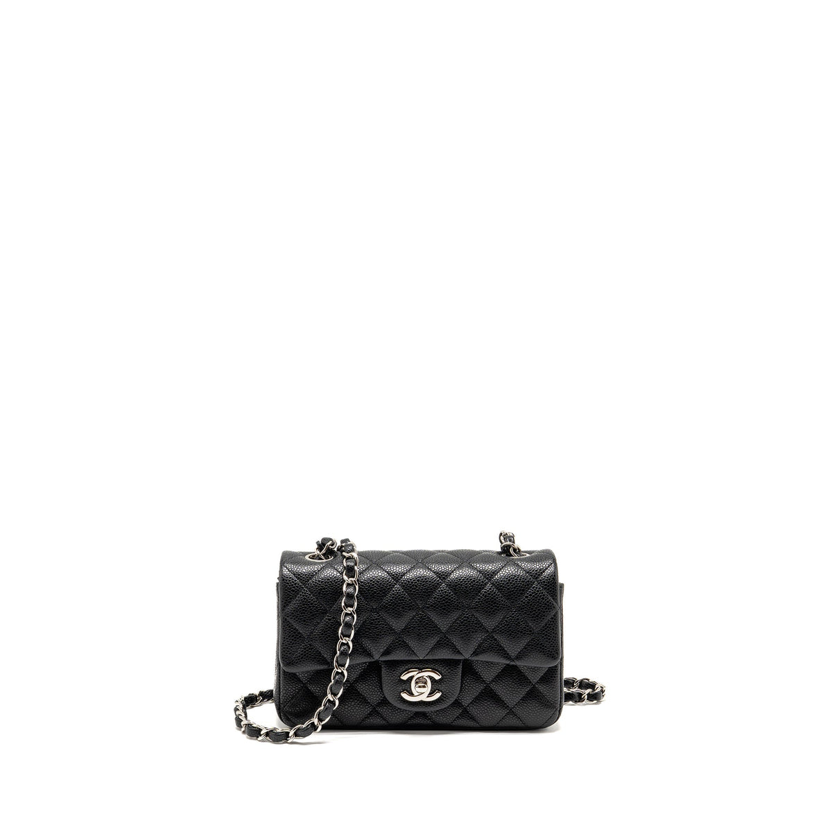 CHANEL MINI RECTANGULAR FLAP BAG CAVIAR BLACK SHW