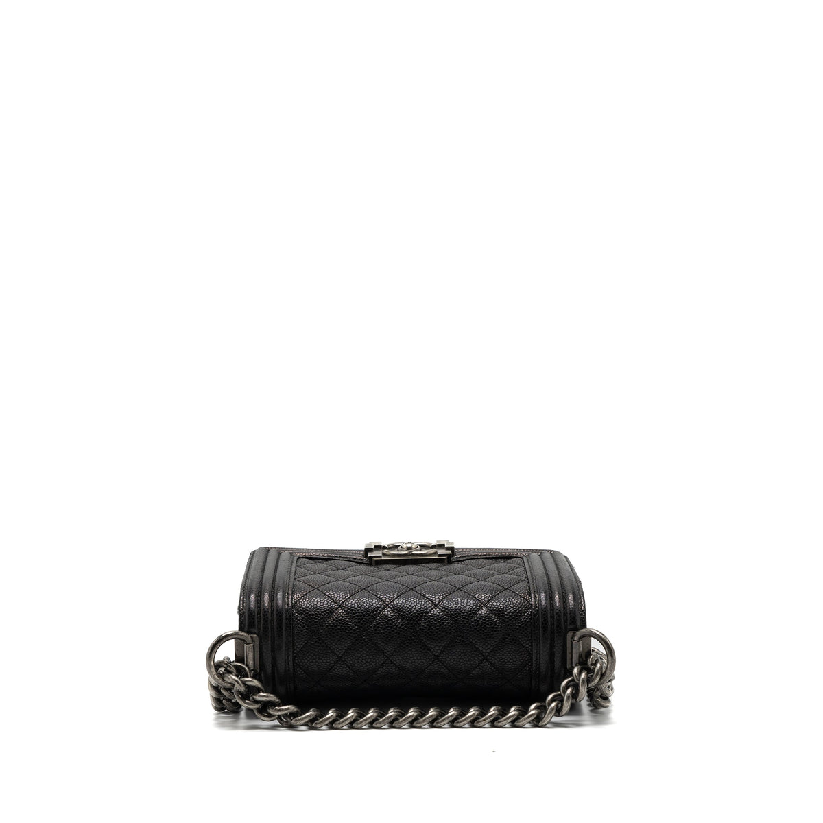 CHANEL SMALL BOY BAG CAVIAR BLACK RUTHENIUM HARDWARE