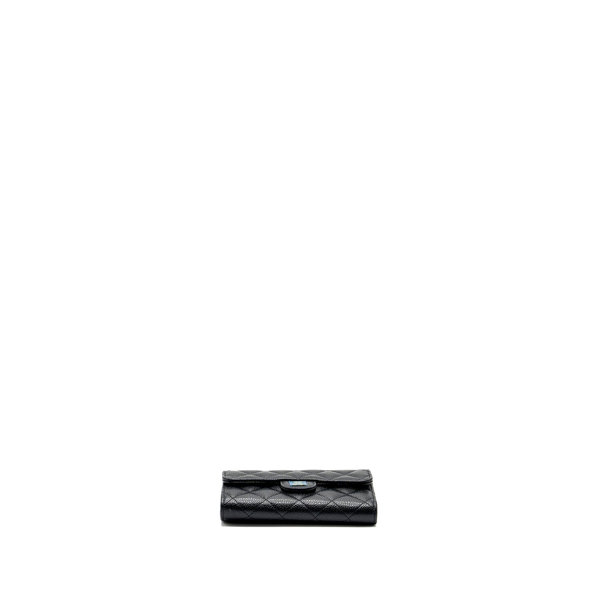 CHANEL QUILTED MEDIUM FLAP COMPACT WALLET CAVIAR BLACK GHW (MICROCHIP)