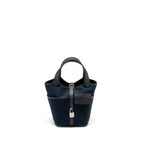 Hermes Picotin Cargo 18 Lock Bag Canvas/Swift Blue Marine/black SHW