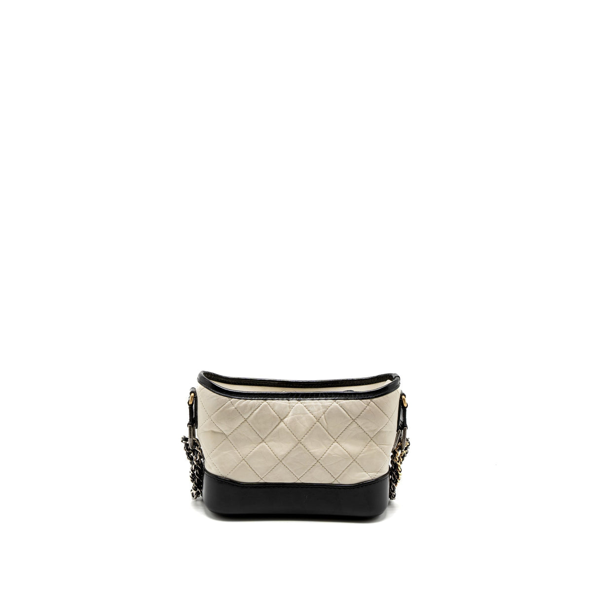 CHANEL SMALL GABRIELLE HOBO BAG AGED CALFSKIN WHITE/BLACK MULTICOLOUR HARDWARE