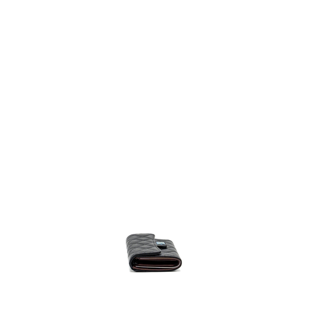 CHANEL QUILTED MEDIUM FLAP COMPACT WALLET CAVIAR BLACK GHW (MICROCHIP)