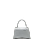 BALENCIAGA SMALL HOURGLASS BAG CROC-EMBOSSED CALFSKIN GREY SHW