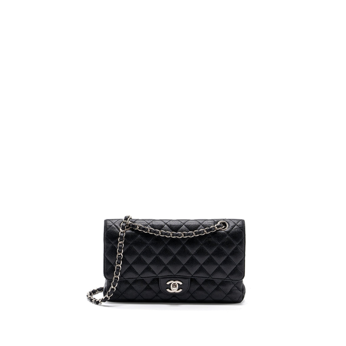 CHANEL MEDIUM CLASSIC FLAP BAG CAVIAR BLACK WITH SHW