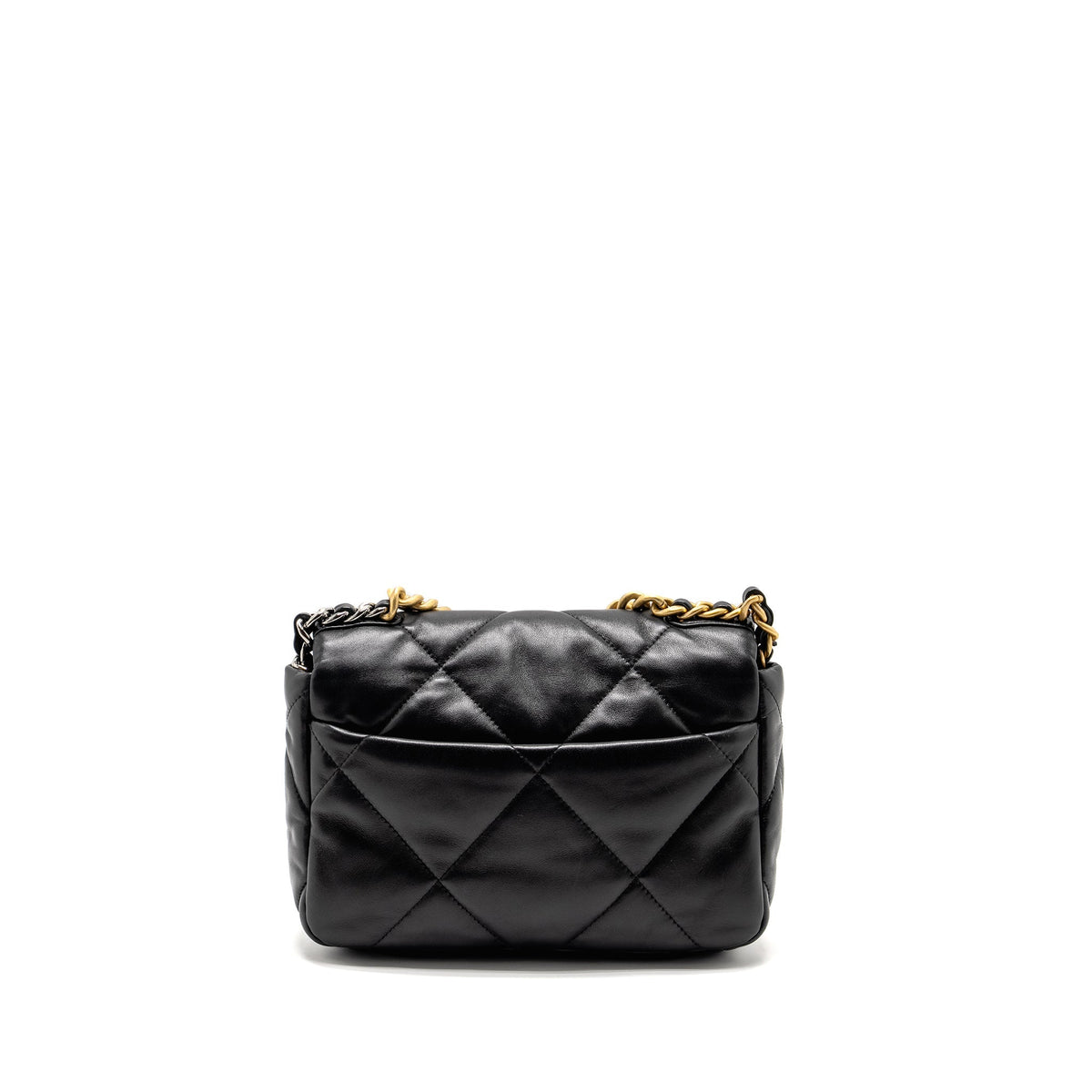 CHANEL SMALL 19BAG LAMBSKIN BLACK MULTICOLOUR HARDWARE