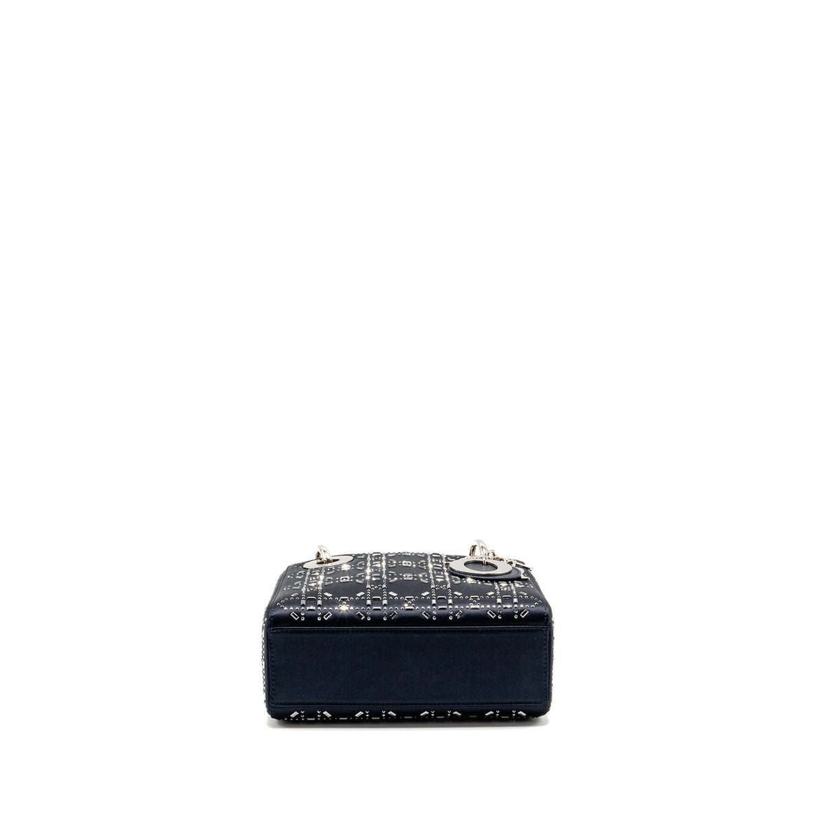 DIOR MINI LADY DIOR SATIN CRYSTAL DARK BLUE SHW