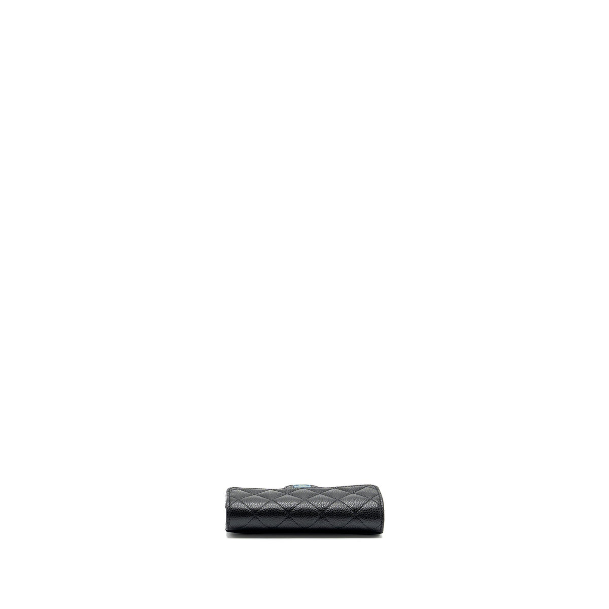CHANEL QUILTED MEDIUM FLAP COMPACT WALLET CAVIAR BLACK GHW (MICROCHIP)