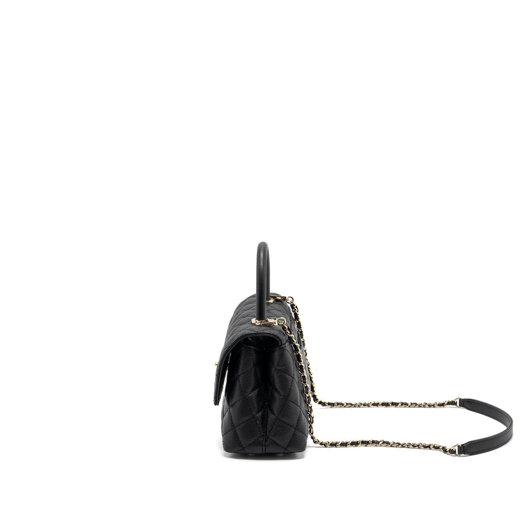 CHANEL SMALL COCO HANDLE CAVIAR BLACK LGHW  (MICROCHIP)