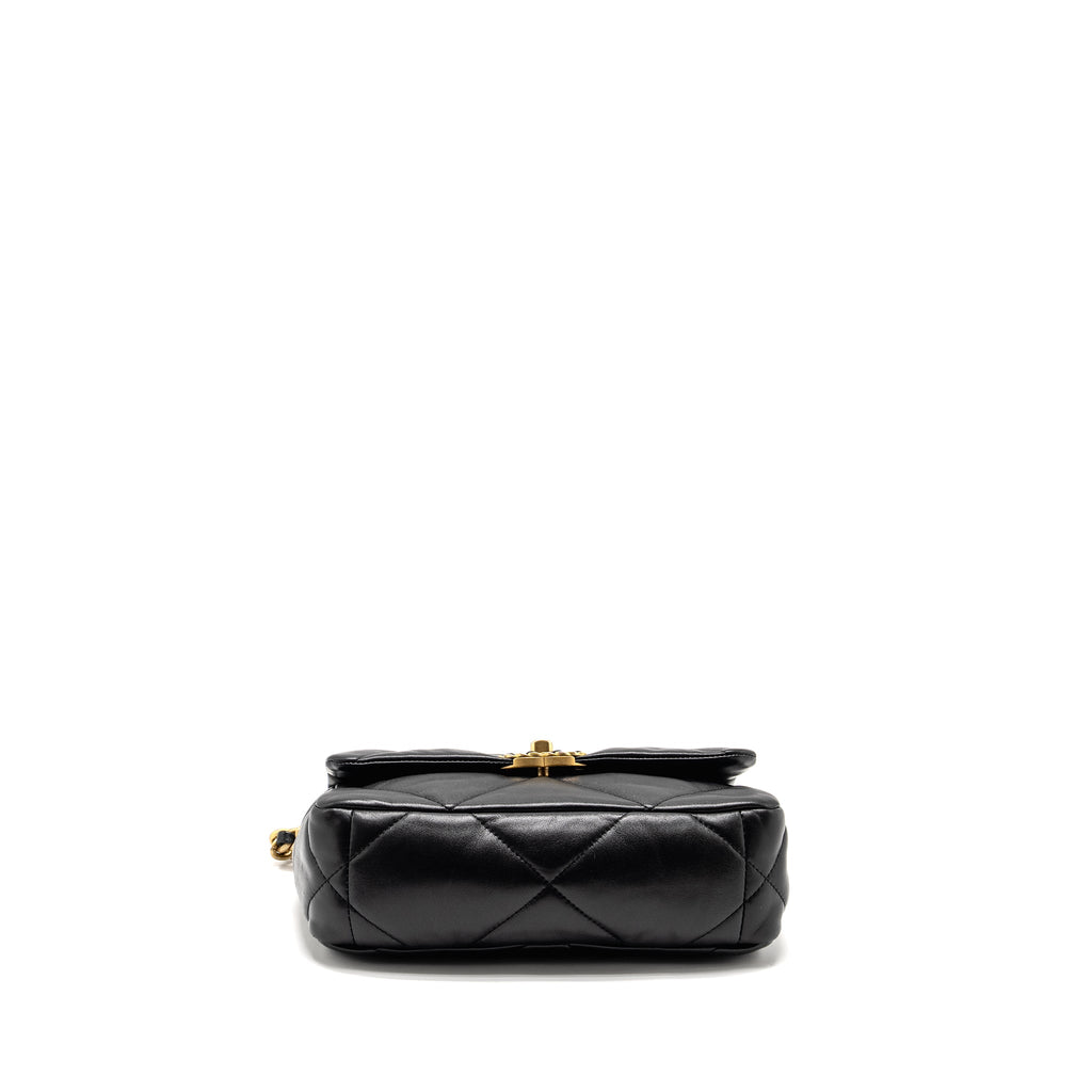 CHANEL SMALL 19BAG LAMBSKIN BLACK MULTICOLOUR HARDWARE