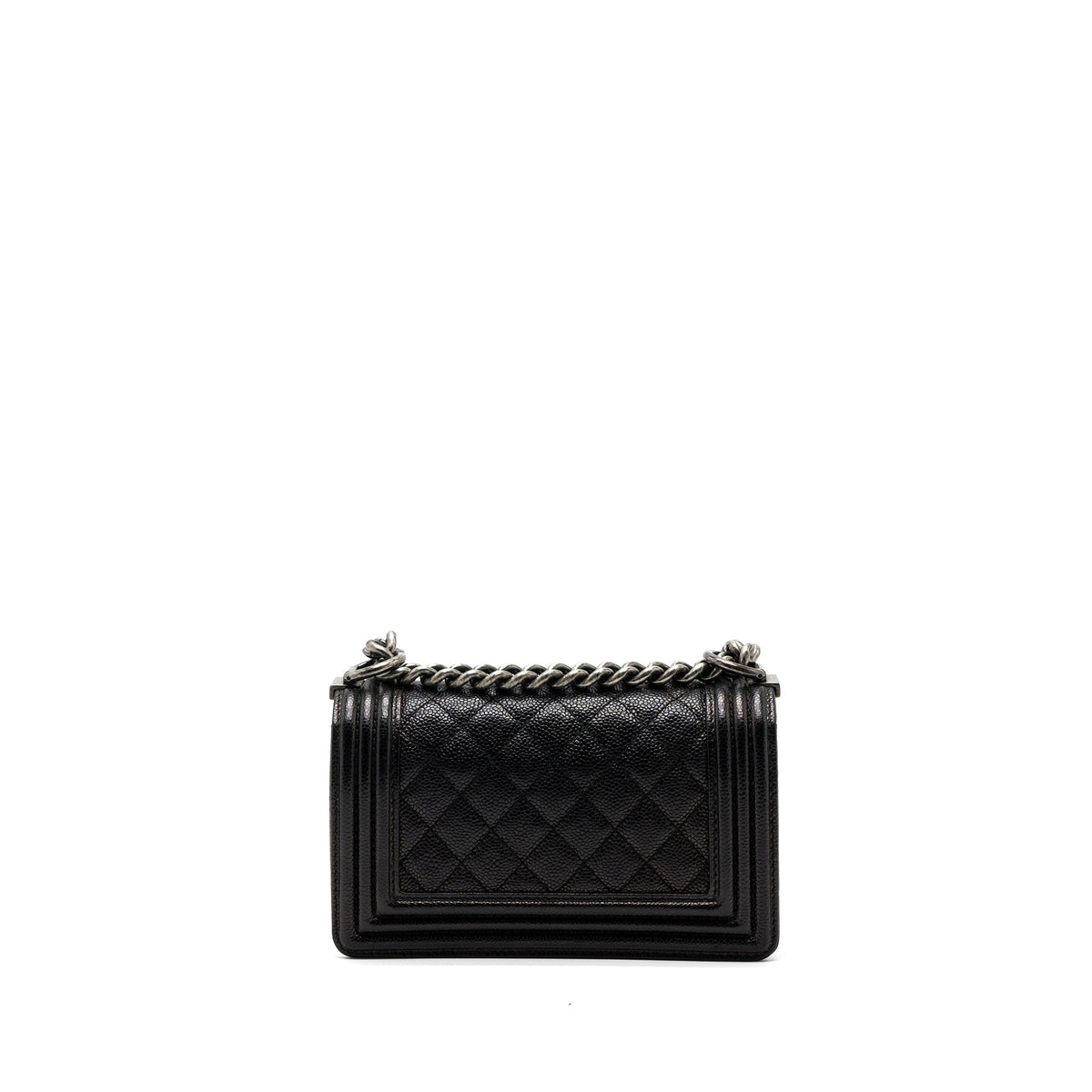 CHANEL SMALL BOY BAG CAVIAR BLACK RUTHENIUM HARDWARE