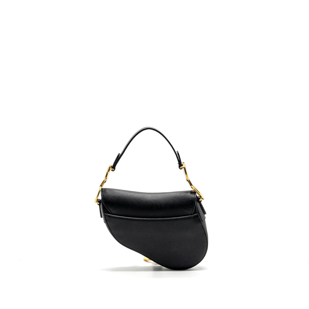 DIOR MINI SADDLE BAG GRAINED CALFSKIN BLACK GHW