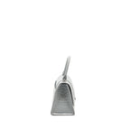BALENCIAGA SMALL HOURGLASS BAG CROC-EMBOSSED CALFSKIN GREY SHW