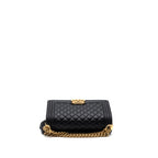 CHANEL MEDIUM CLASSIC BOY BAG CAVIAR BLACK BRUSHED GHW (MICROCHIP)