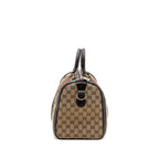 GUCCI BOSTON BAG GG SUPREME CANVAS BROWN LGHW