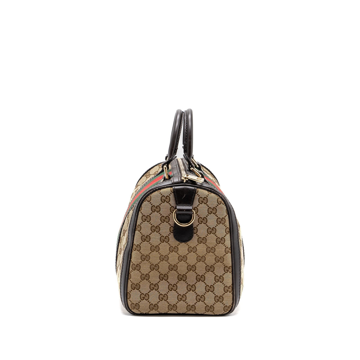 GUCCI BOSTON BAG GG SUPREME CANVAS BROWN LGHW