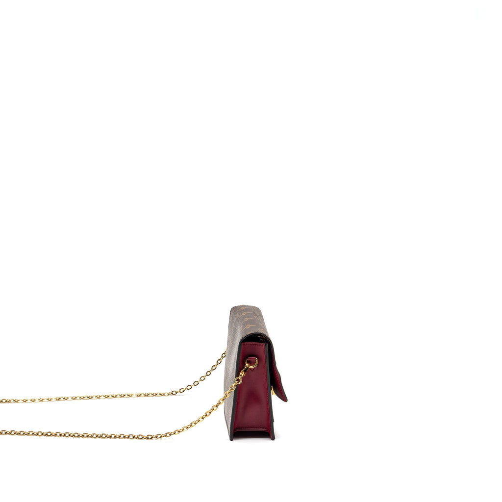LOUIS VUITTON FLORE CHAIN WALLET MONOGRAM CANVAS/ DARK RED GHW