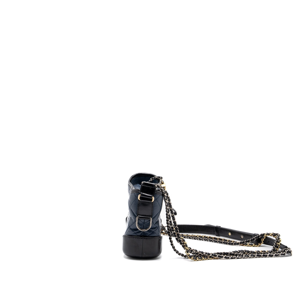 CHANEL SMALL GABRIELLE HOBO BAG CALFSKIN BLUE / BLACK MULTICOLOR HARDWARE