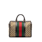 GUCCI BOSTON BAG GG SUPREME CANVAS BROWN LGHW