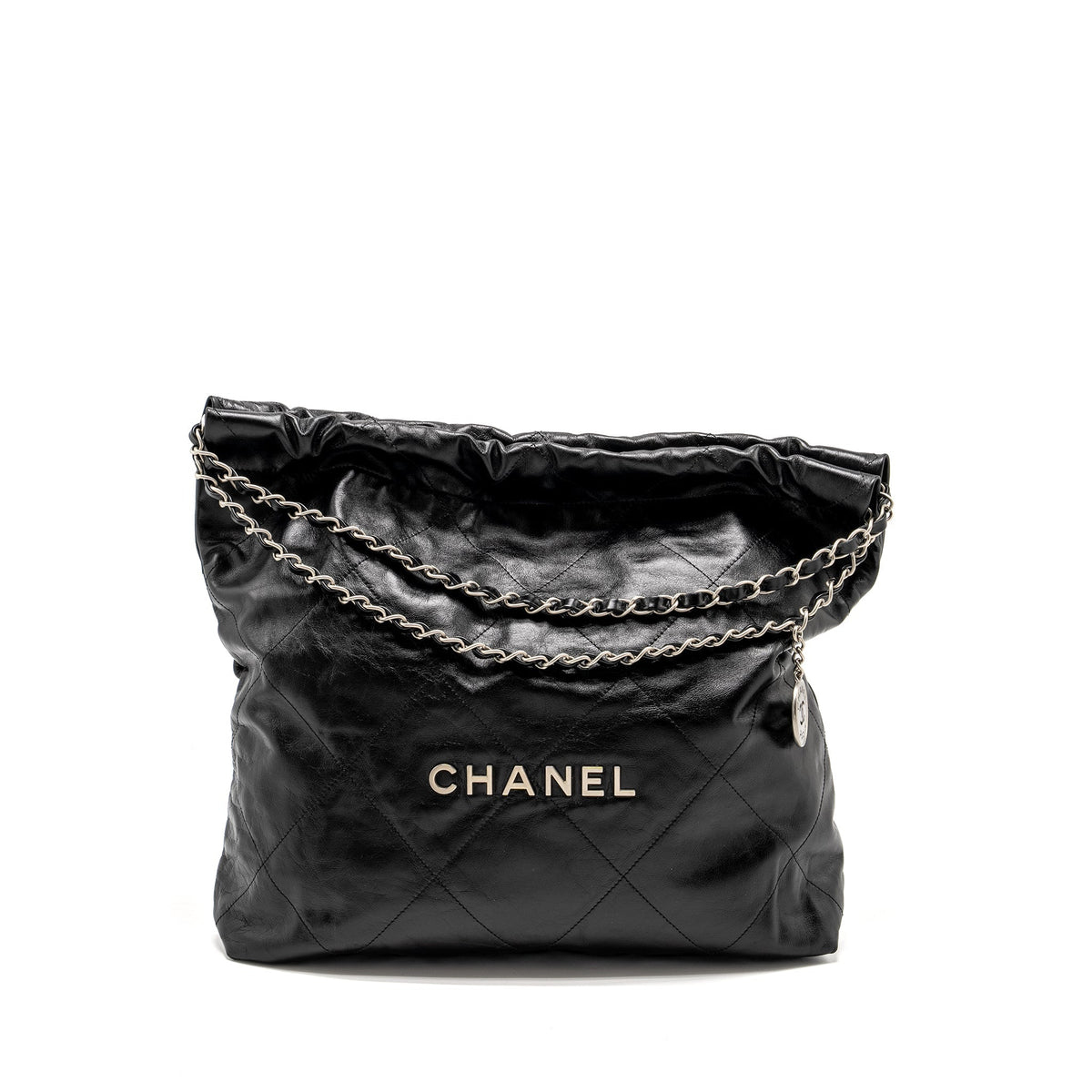 CHANEL MEDIUM 22 SHINY CALFSKIN BLACK SHW (MICROCHIP)