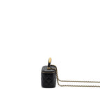 CHANEL TOP HANDLE LONG VANITY WITH CHAIN LAMBSKIN BLACK GHW(MICROCHIP)