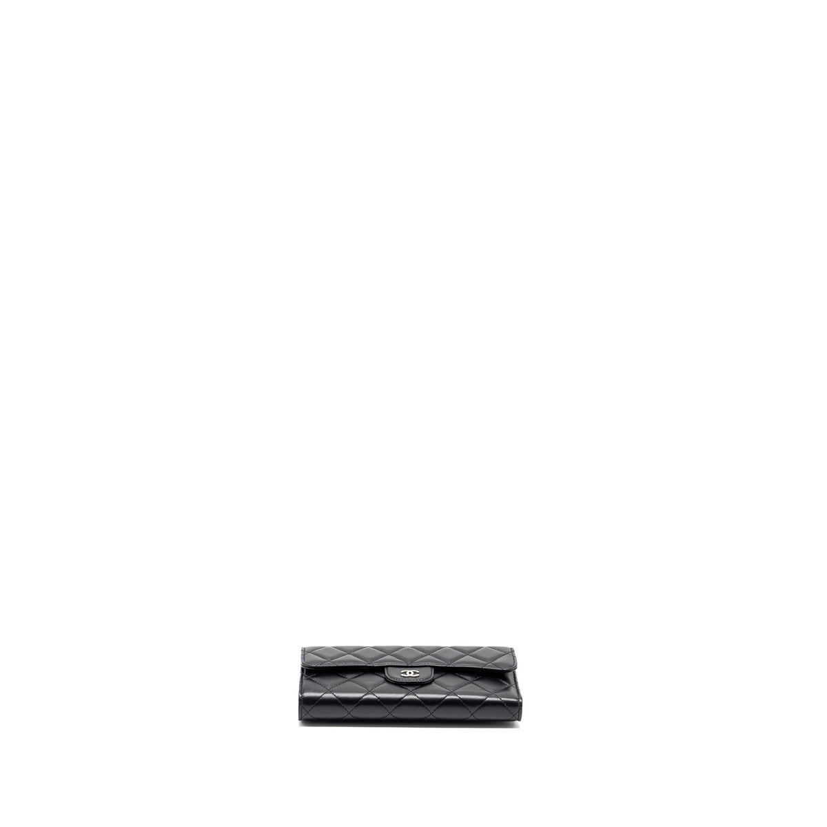 CHANEL CLASSIC COMPACT LONG WALLET LAMBSKIN BLACK SHW