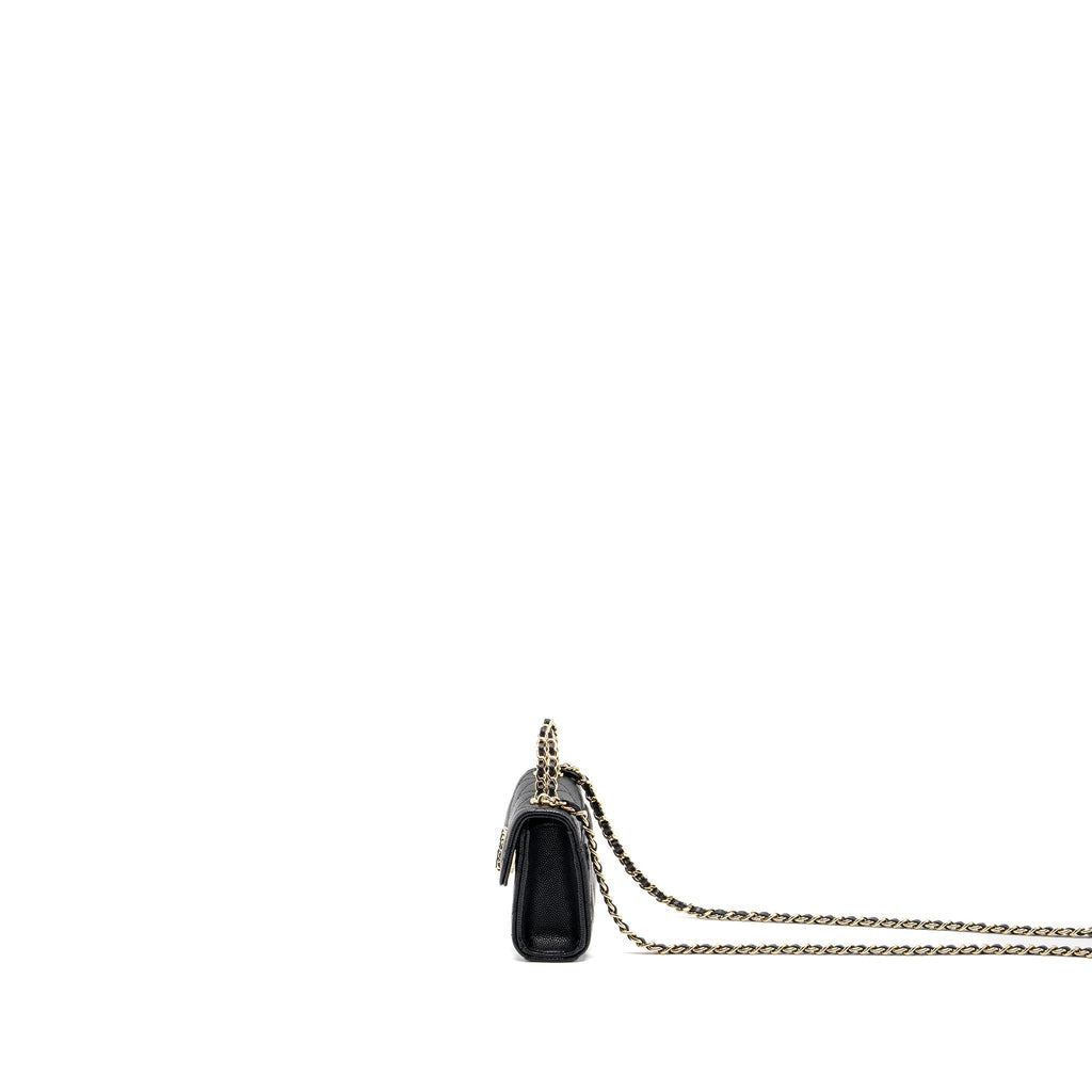 CHANEL TOP HANDLE MINI FLAP BAG CAVIAR BLACK LGHW (MICROCHIP)