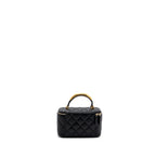 CHANEL TOP HANDLE LONG VANITY WITH CHAIN LAMBSKIN BLACK GHW(MICROCHIP)