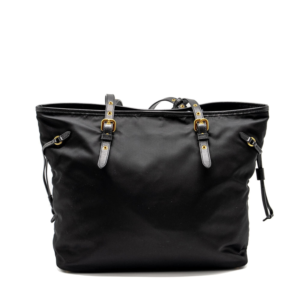 PRADA TOTE BAG CANVAS BLACK GHW