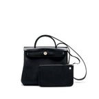 HERMES HERBAG 31 ZIP BAG CANVAS/HUNTER BLACK SHW