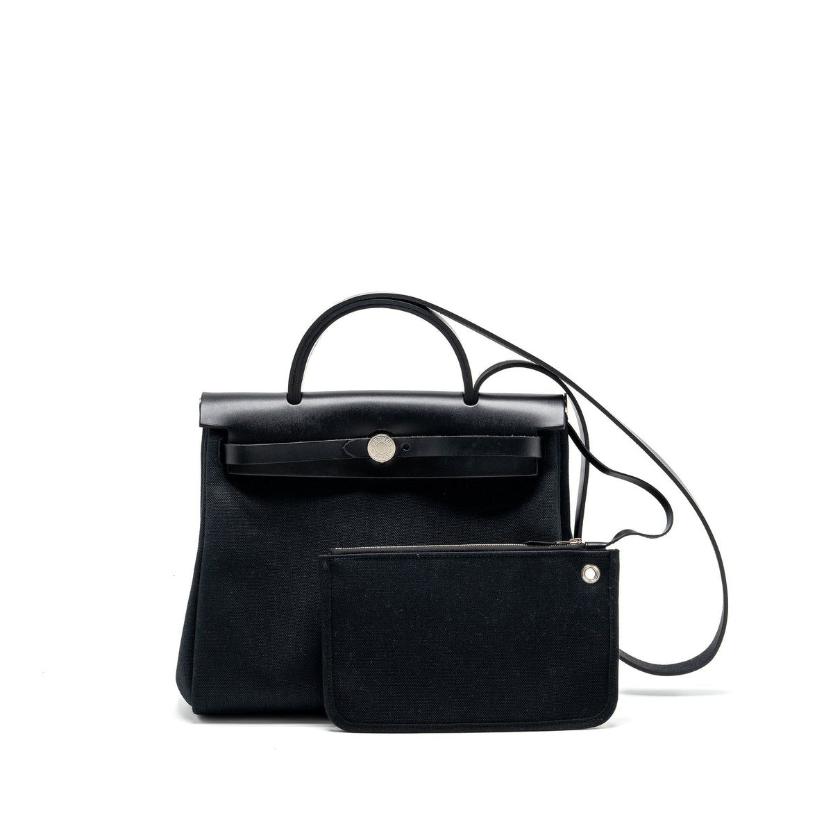 HERMES HERBAG 31 ZIP BAG CANVAS/HUNTER BLACK SHW