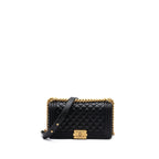 CHANEL MEDIUM CLASSIC BOY BAG CAVIAR BLACK BRUSHED GHW (MICROCHIP)